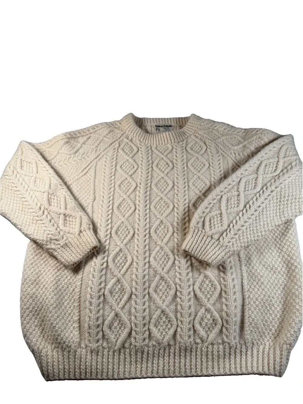 VTG Padraic O'Maille Sweater Mens Large Traditional Cream Hand Knit Ireland XXL